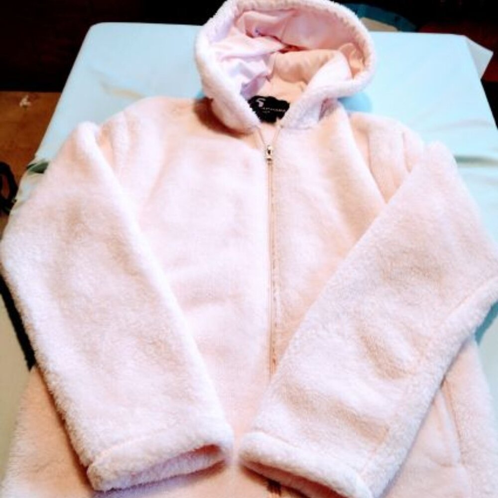 i5 Apparel Pink Fleece Zip Front Hoodie size Small Adult Cozy Warm Comfortable